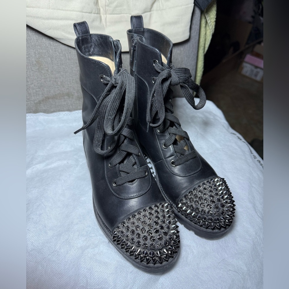 DISCOUNTED Christian Louboutin spike studded combat boots